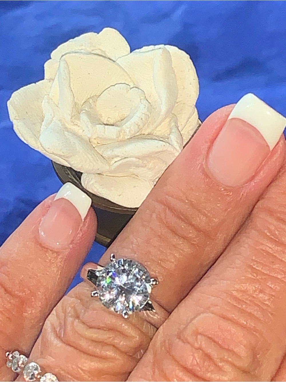 Round Solitaire Resort Elegance Ring in Silver Tone,Clear Stone- Travel Safe Opt